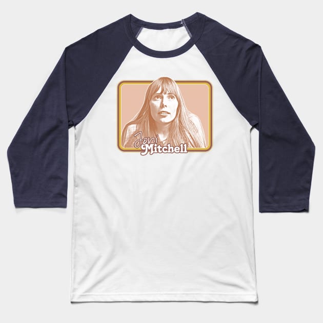 Joni Mitchell // Retro 1970s Style Fan Art Design Baseball T-Shirt by DankFutura